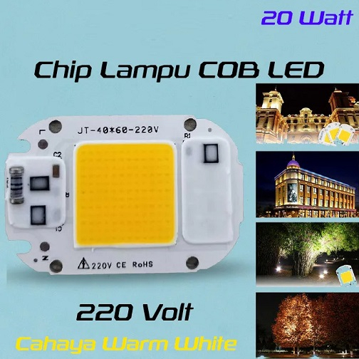LED COB 20W Input Ac 110V 220V Colorful Smart IC Chip Warm White Lampu Sorot Rumah 20 Watt Langsung 