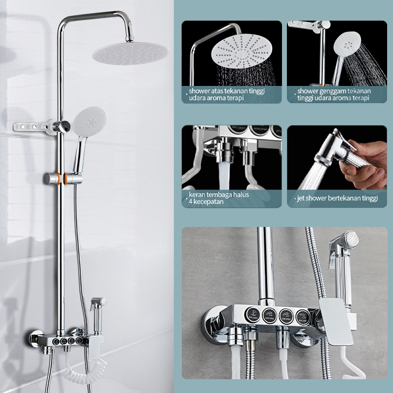 Shower Kamar Mandi 4 Dalam 1 Set Dengan Faucet Sprayer / shower set kamar mandi panas dingin