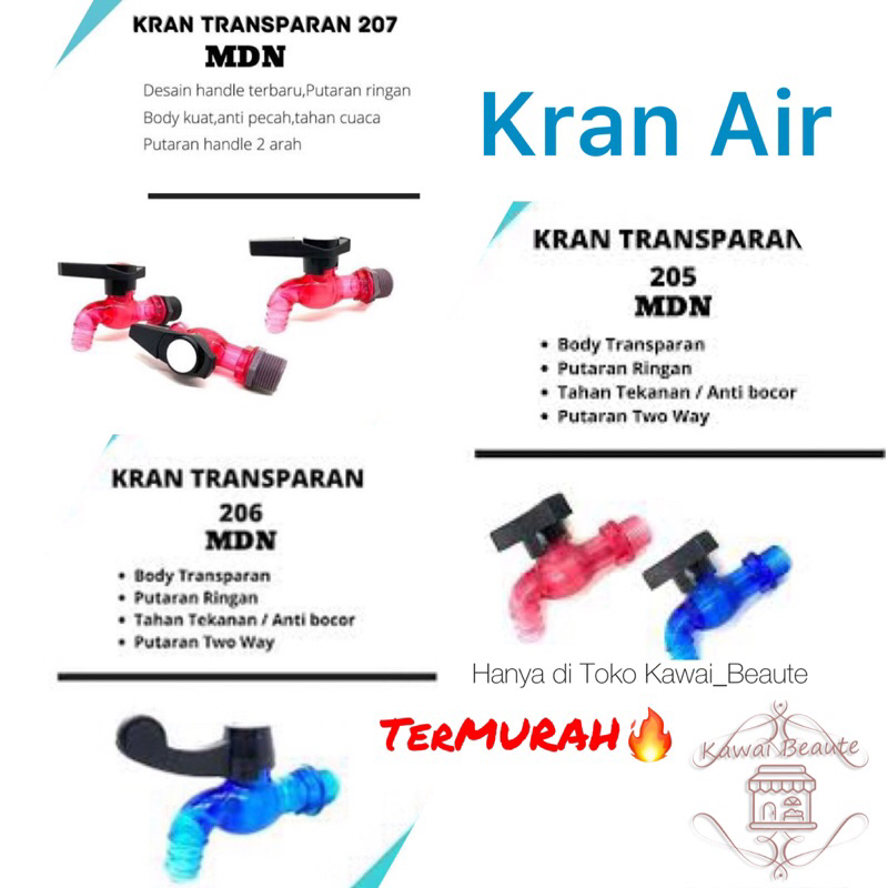 Kran Air Transparan MDN / Keran Plastik / Kran Taman Handle Segitiga