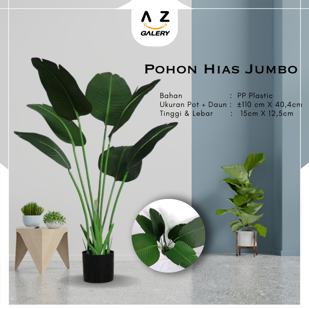 Pohon Pisang Palsu + pot tinggi 120cm / Pohon Hias Palsu / Artificial plant / cocok untuk dekorasi cafe kantor rumah atau sekolah - bahan high quality - tidak usah takut layu - Azgalery PBP78