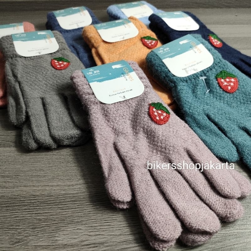 Sarung Tangan Rajut Woll Tebal Wanita Fashion Model Korea Tempel