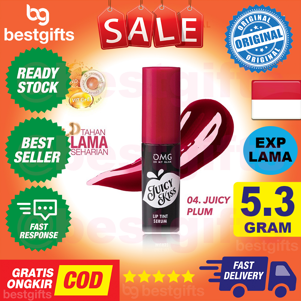 OH MY GLAM OMG JUICY KISS LIP TINT SERUM TAHAN LAMA DAN MENUTRSISI BIBIR 5.3 GRAM