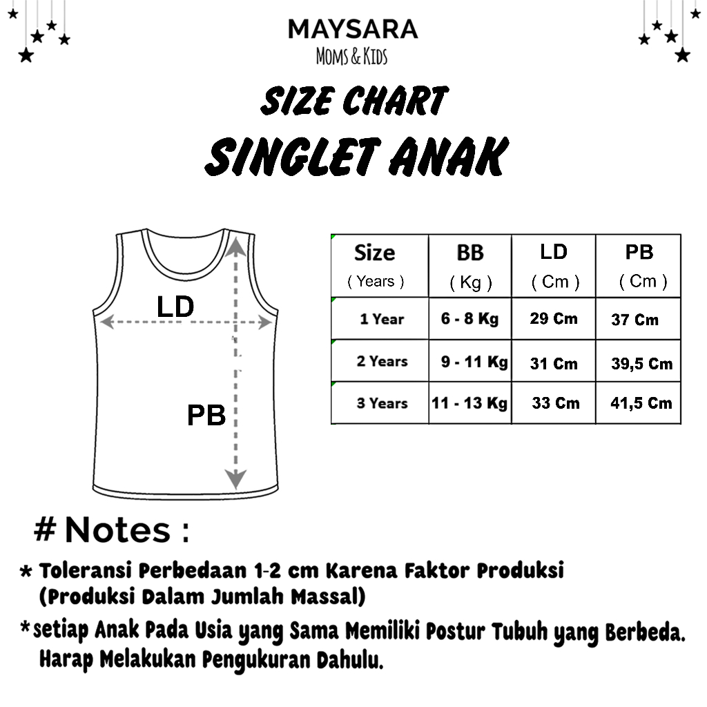 Kaos Anak Laki-Laki Perempuan Safa Kids Singlet Tanpa Lengan 1-4 Tahun