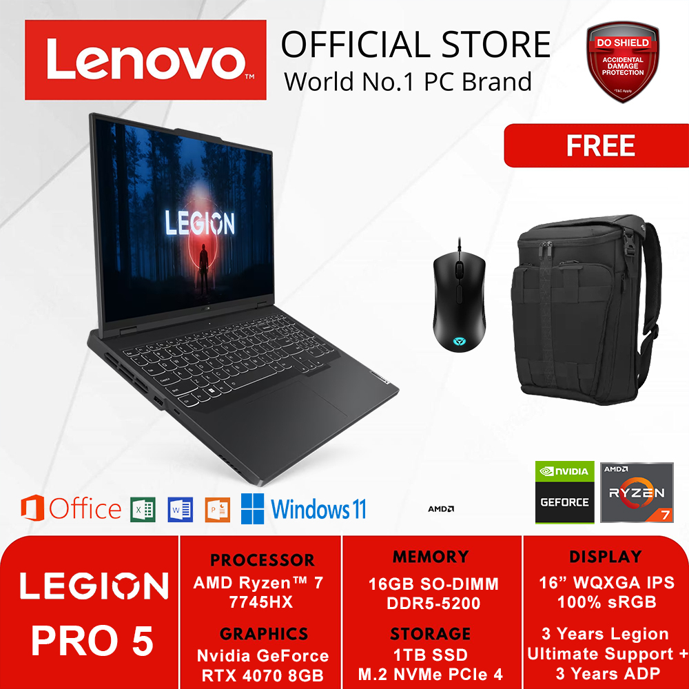 LENOVO LEGION PRO 5 16ARX8 7AID GREY RYZEN 7-7745HX RTX4070 8GB 16GB 1TB W11+OHS