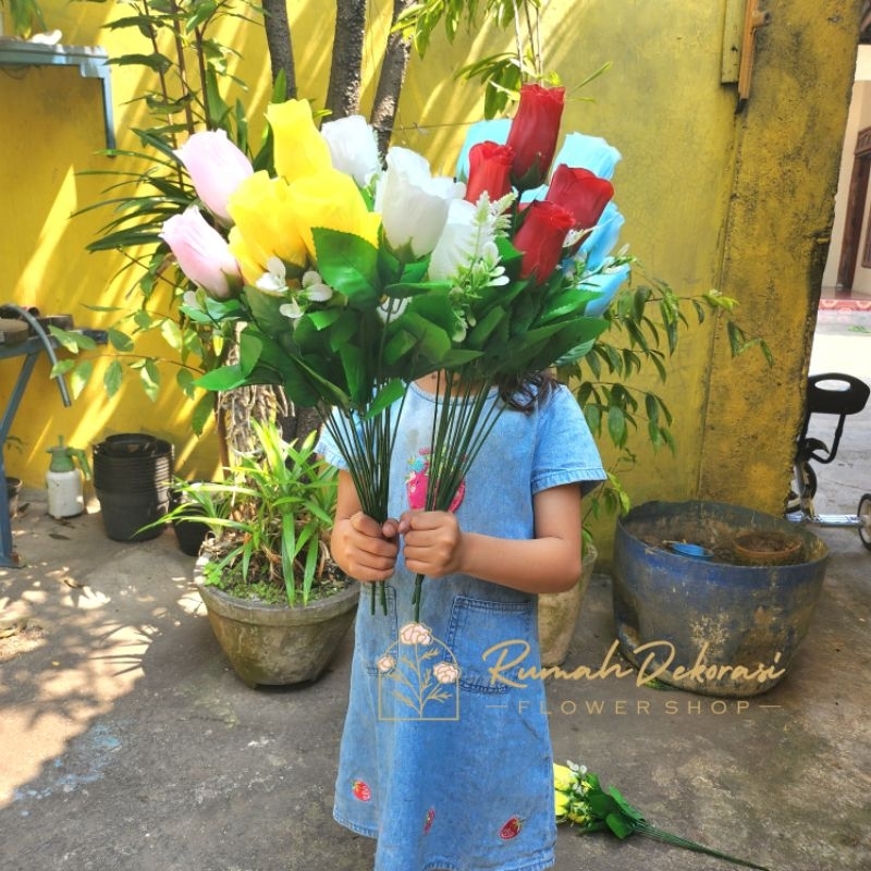Mawar Kuncup Besar x5 Artificial /mawar buket