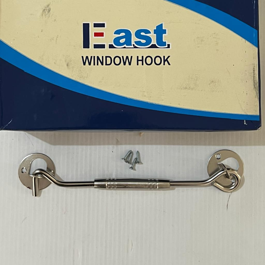 [24PCS] Hak Angin Penahan Jendela Chrome Tebal Bulat Kotak EAST 8 Inch