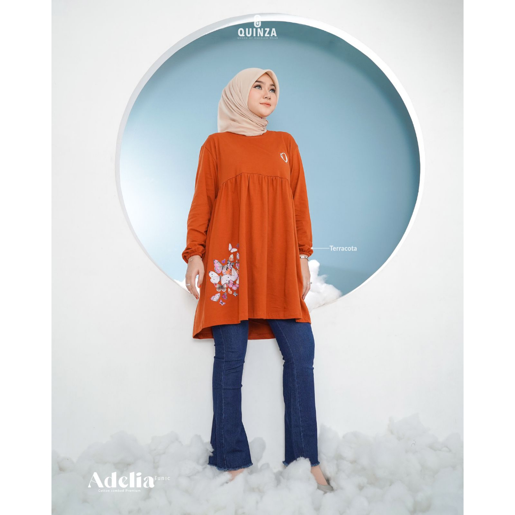 SPECIAL PRICE  Adelia T-shirt ORI by Quinza Tunik Wanita Cotton Combed Premium Atasan Lengan Panjang