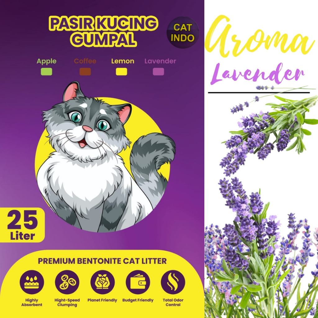 Pasir Kucing Gumpal Wangi / Pasir gumpal wangi 25 liter / litter box kucing / Cat litter / Pasir Kucing Gumpal Wangi 20kg