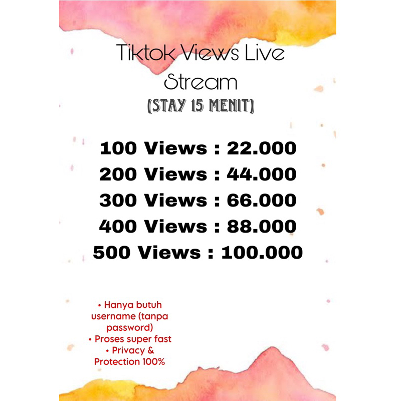 Tiktok Views Live Stream (Stay 15 Menit)