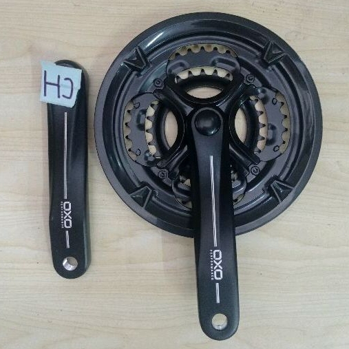 Crank Oxo CW49 Triple 48-38-28T Arm 170 3 speed MTB Roadbike Piringan Gear Tengah