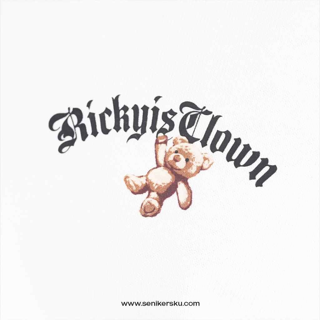 RIC Ricky is Clown Back Print Hanging Bear White Tee