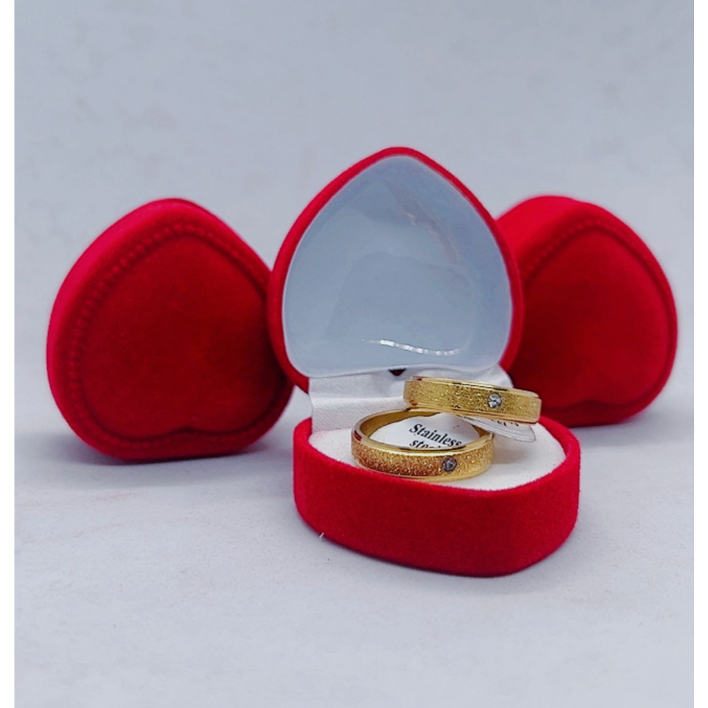 Cincin Kawin Koin Dapat 2 pcs Dan Free Box Cincin Model Love Berlapis Emas 24K Pasir Mata