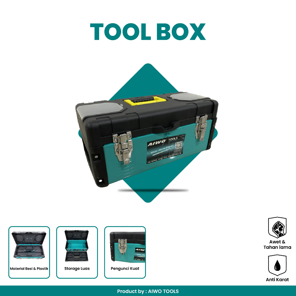 AIWO TOOL BOX BESI + PLASTIK 17" (BESAR)