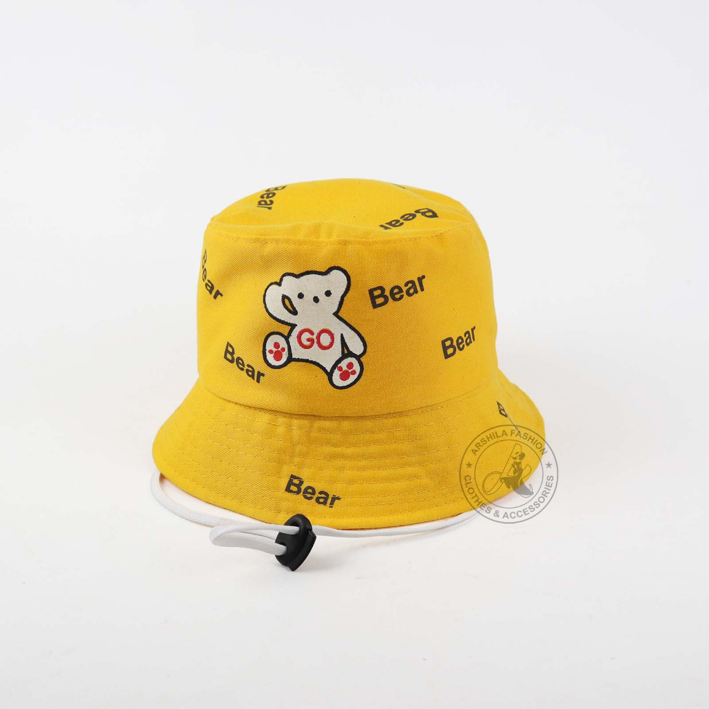 Topi bucket Anak Laki Laki Perempuan sablon Go Bear