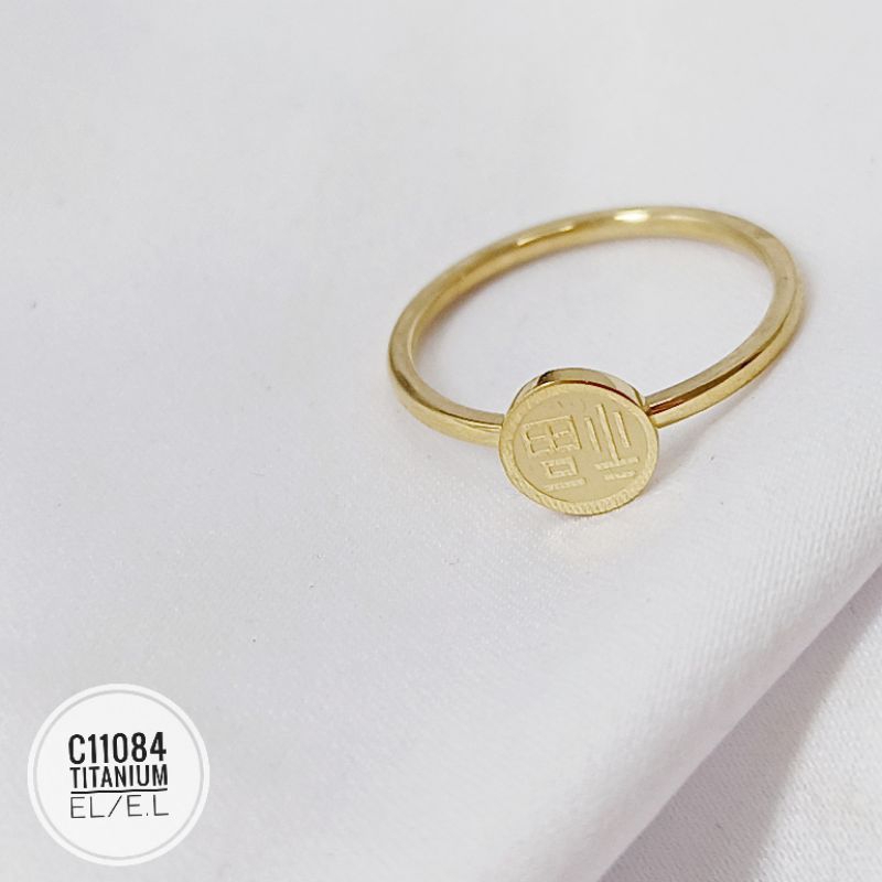 Cincin titanium lucky word gold C11084