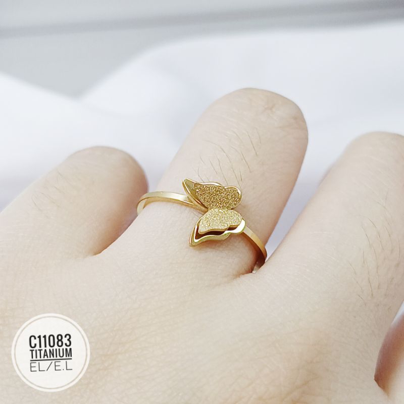 Cincin titanium kupu gold C11083-O