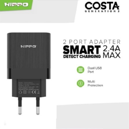 HIPPO Adapter Charger COSTA GEN 3 DUAL USB 2.4A Smart Detect Charger