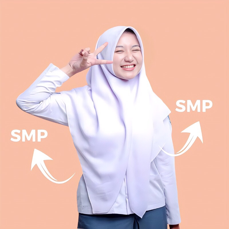 Hijab seragam sekolah segiempat / Hijab sekolah instan jersey