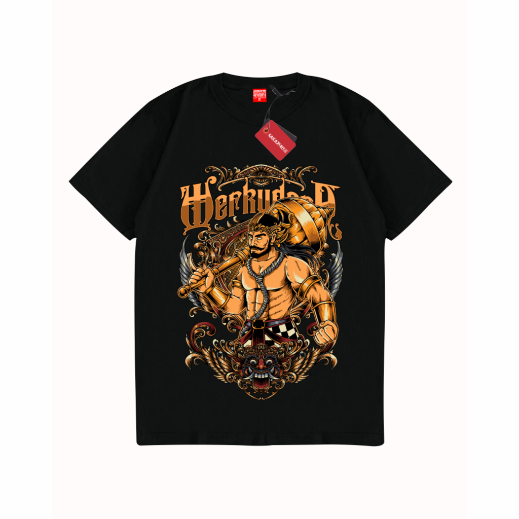 SAKAZUKI Kaos Baju Distro Katun Combed 24s Unisex Gambar WERKUDARA BIMA Wayang Indonesia Pandawa 5