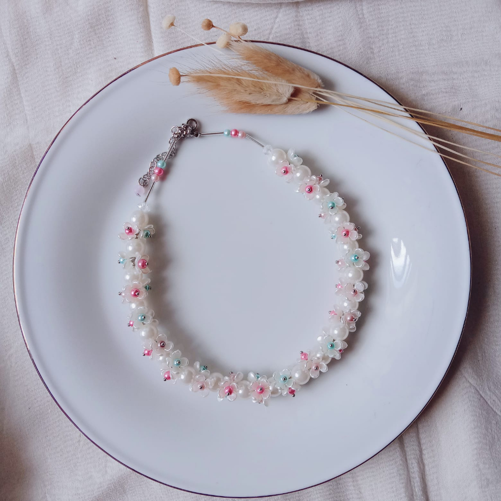 PREMIUM CRYSTAL BEADS NECKLACE - KALUNG KRISTAL DAILY HIJAB FASHION GOLD KOREA HANDMADE CHOKER KOREA