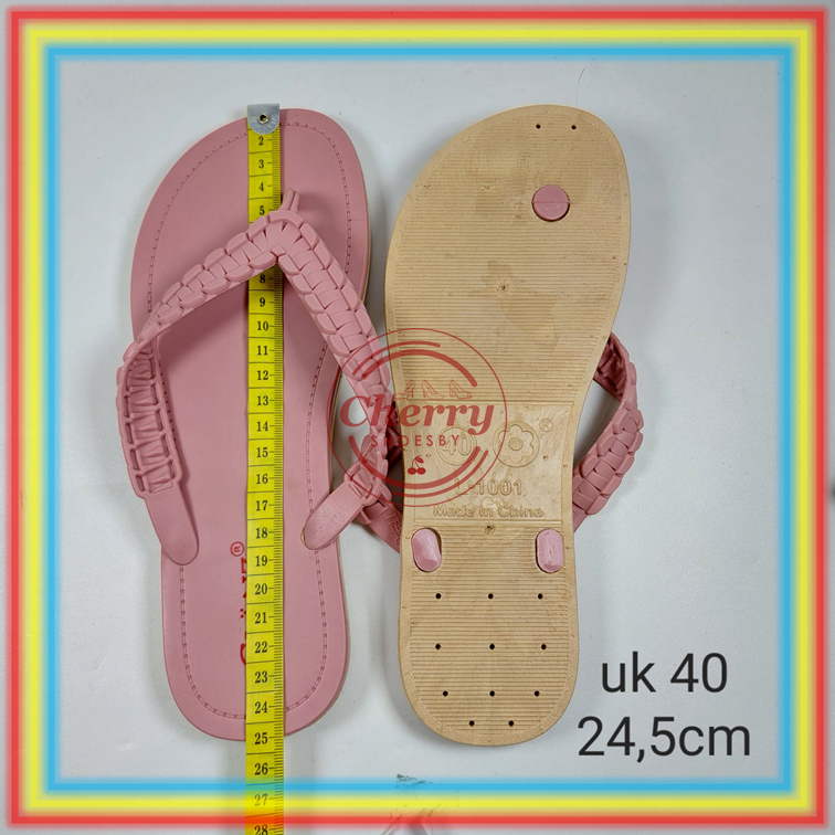 L1001GL42 Sendal Jepit Karet Wanita Merk Glanz Sandal Jepit Wanita Motif Kepang Kotak