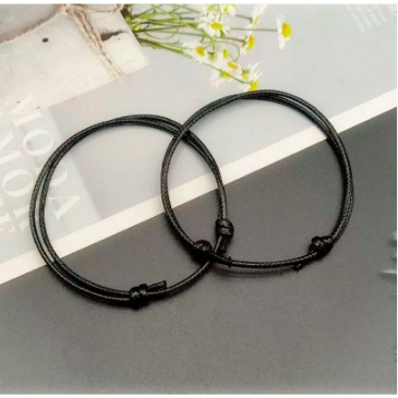 DHIO - Gelang Pria wanita Tali 2mm Hitam Knot Casual Keren (1pcs)