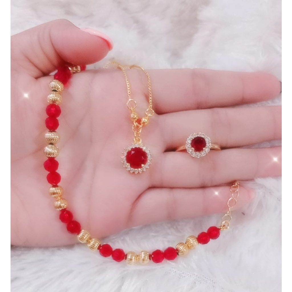 SET PERHIASAN FASHION WANITA KARAKTER MERAH