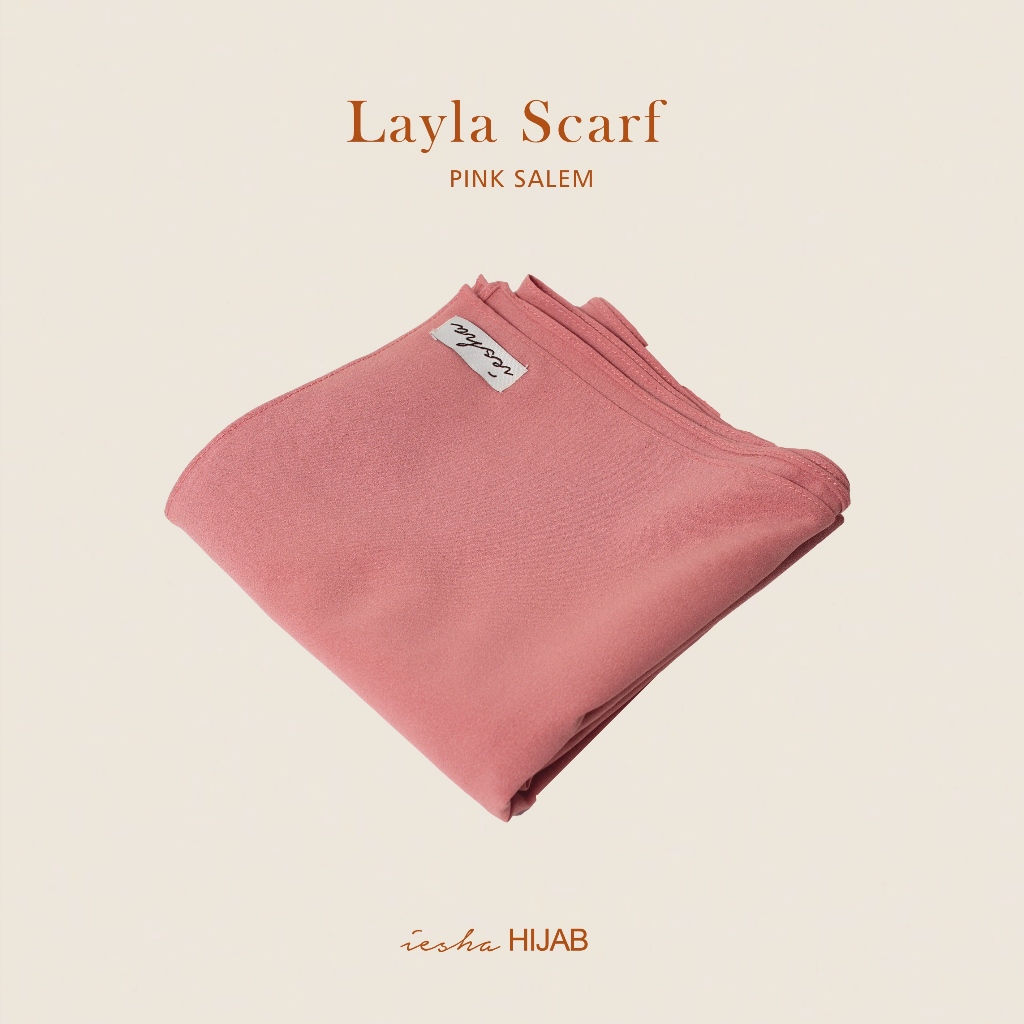 Lishani Hijab Segi Empat Jumbo Layal Scarf Bahan Diamond Pink Salem 140 x 140 cm