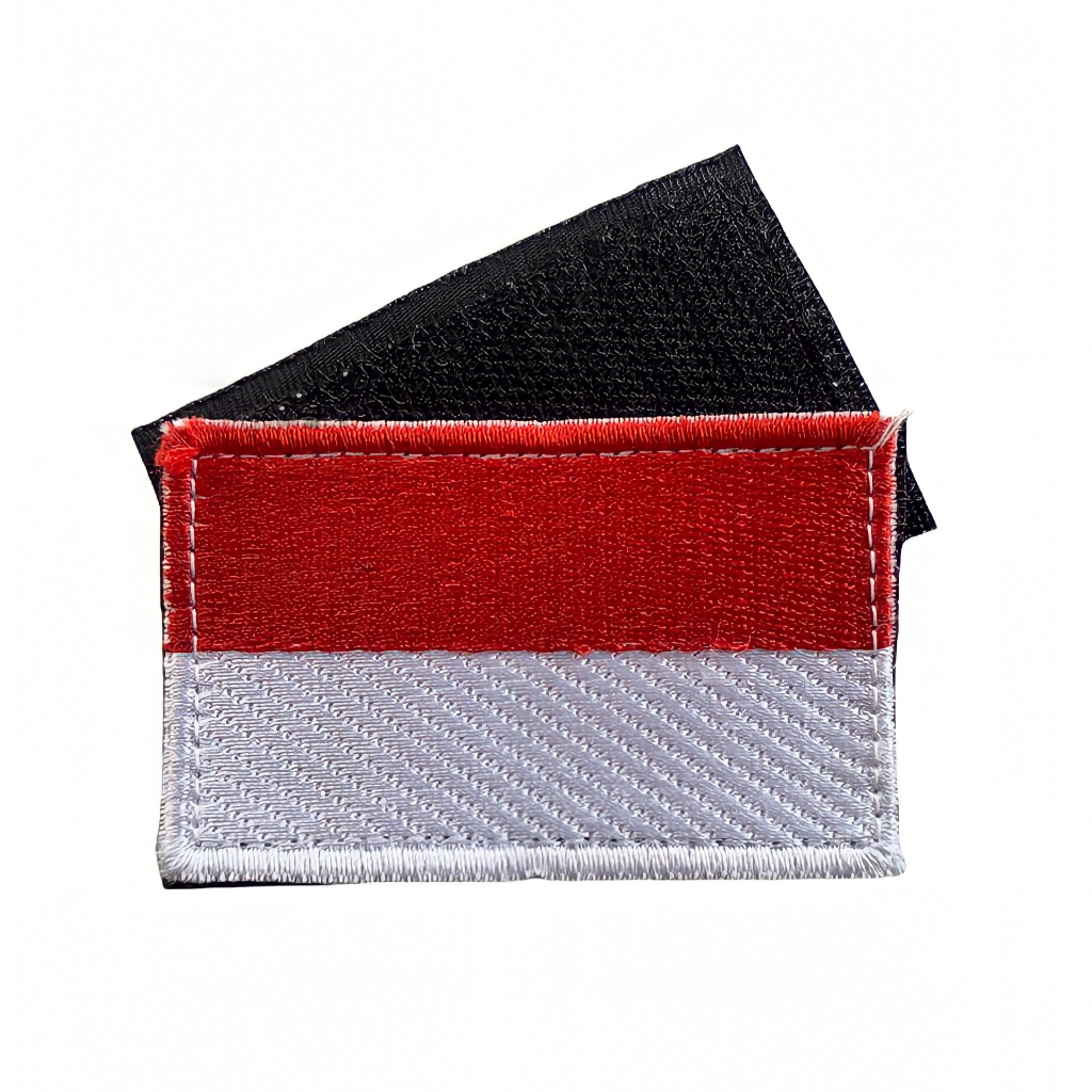 (BISA COD) Patch Bordir Bendera Merah Putih Tempel Velcro | Emblem Bordir Velcro Bendera Indonesia M