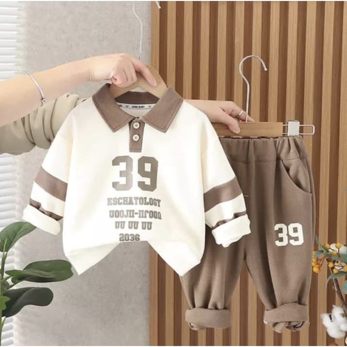 Setelan Baju Kerah Anak-anak Setelan Baju Sweater Flecce Anak Laki-laki Umur 1-5 Tahun Terbaru