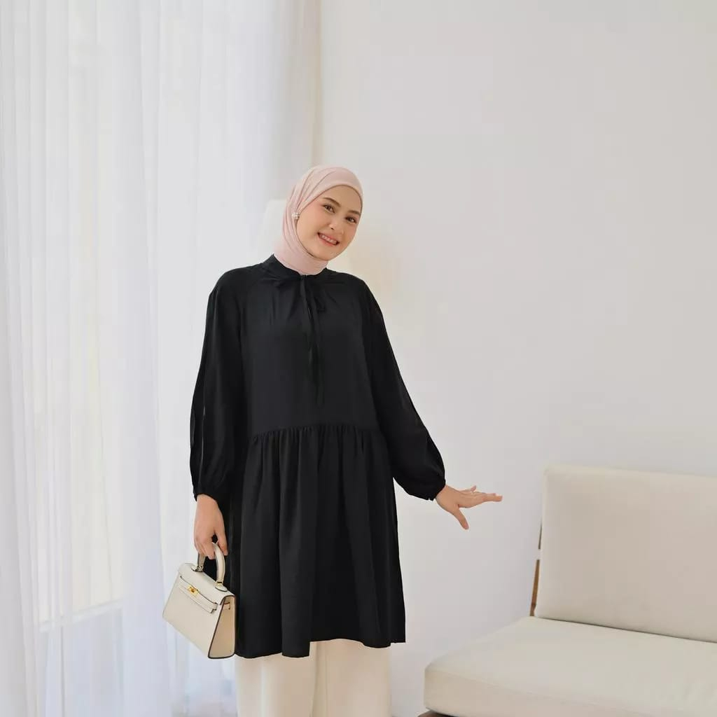 Anneth Tunik BAHAN POLO LINEN JUMBO XL-XXL - Baju Lengan Panjang Tunik Best Seller - Atasan Wanita Kekinian - BAJU BLOUSE WANITA JUMBO BIG SIZE TO XXXL