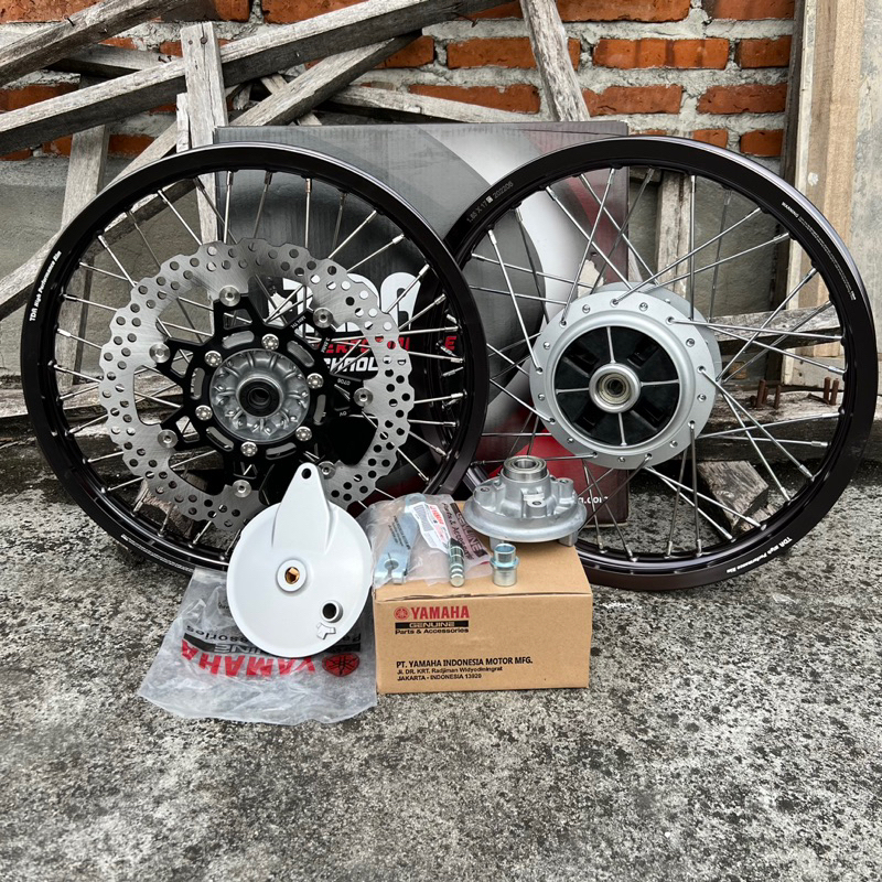 velg set pnp CB paket velg pelek set tromol depan KLX dtracker velg tdr tromol belakang rxking origi