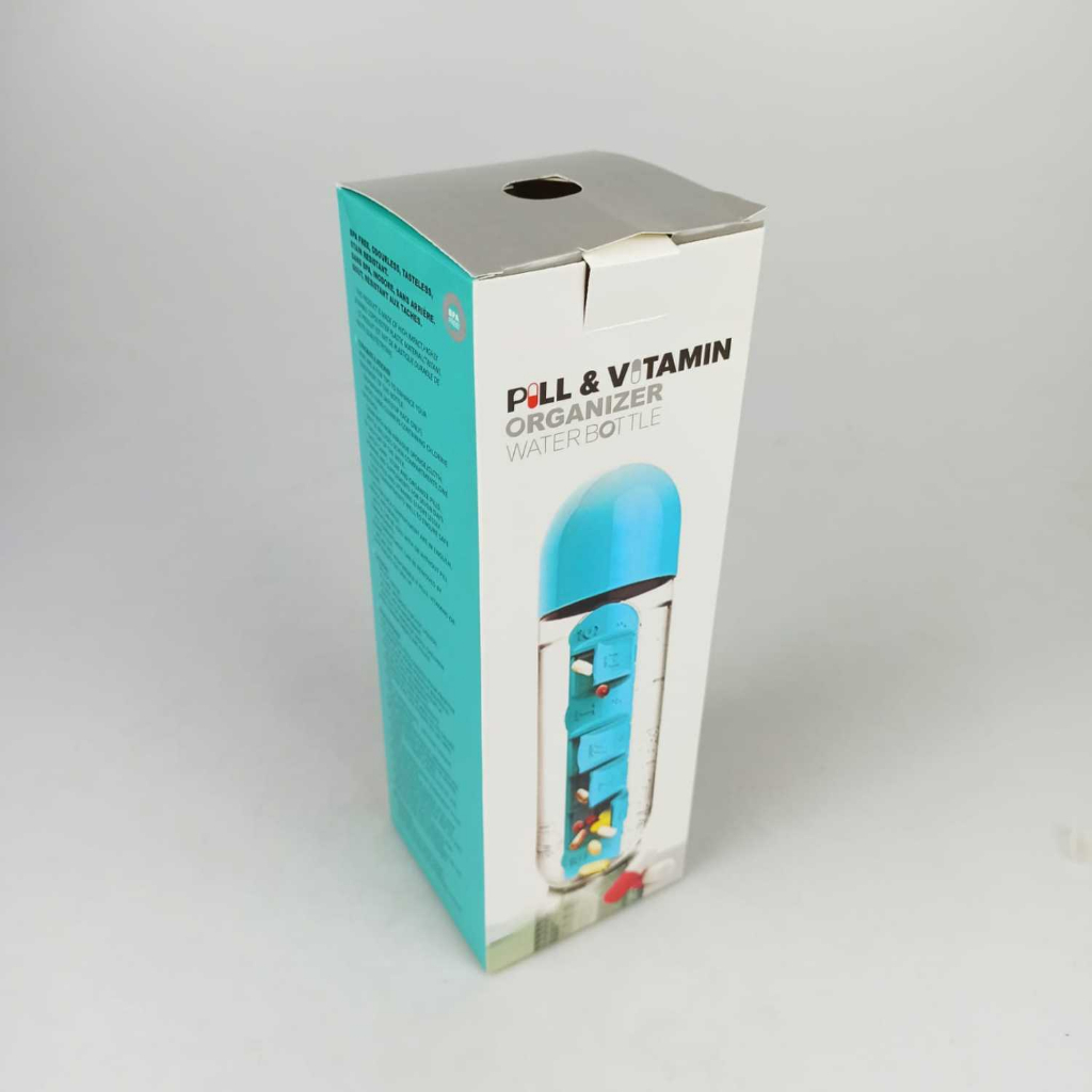 Botol Minum Plastik Unik dengan Slot Obat Pill &amp; Vitamin 600ml Botol Minum Multifungsi Wadah Obat Berkualitas