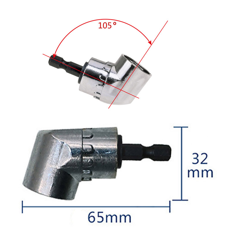Mata Bor Extension Siku L Angle 60mm 1/4&quot; Right Angle Drill 1/4inch 105°