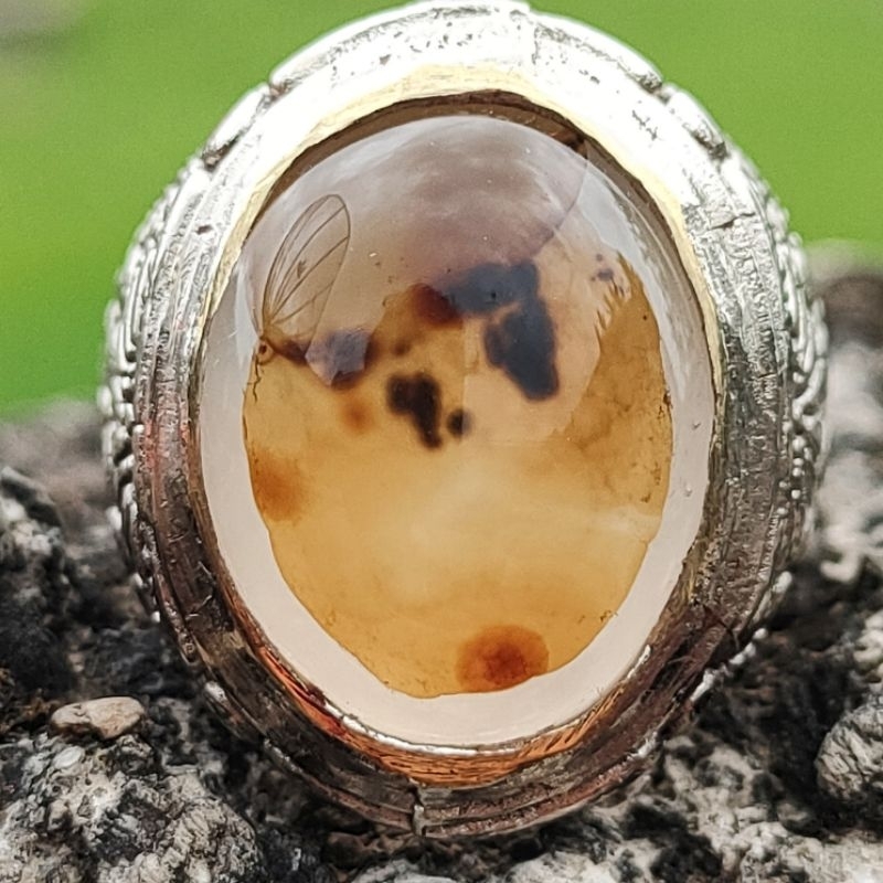 CINCIN BATU AKIK MOTIF GAMBAR NATURAL PICTURE AGATE CHALCEDONY KODE 02560