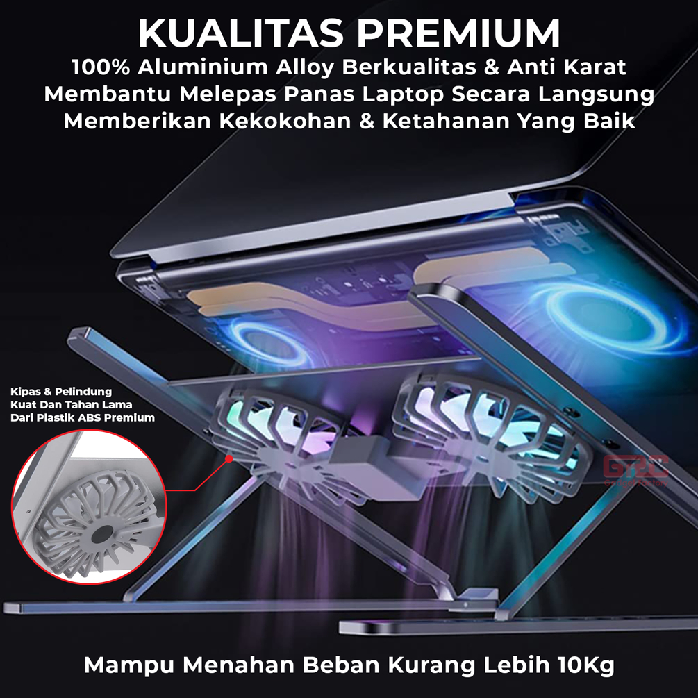 Laptop Stand Cooling Pad RGB Fan Cooler Pendingin Laptop Tatakan Meja