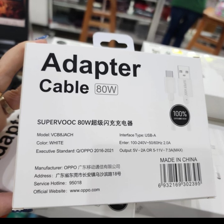 Charger OPPO 80W Tipe C Support Vooc Fast Charging Original