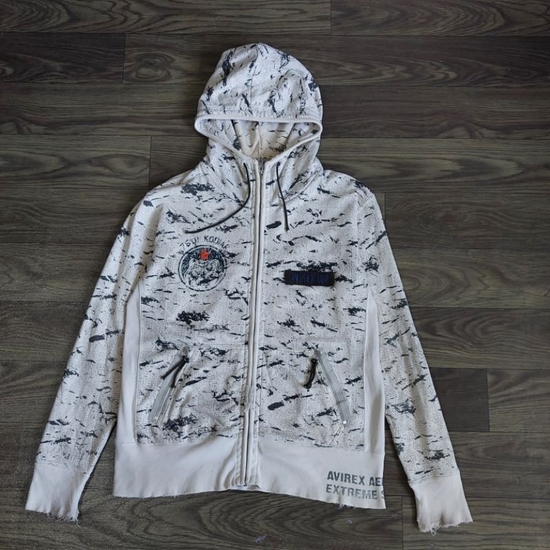 Jaket Zipper Hoodie Avirex Full Print USA Original