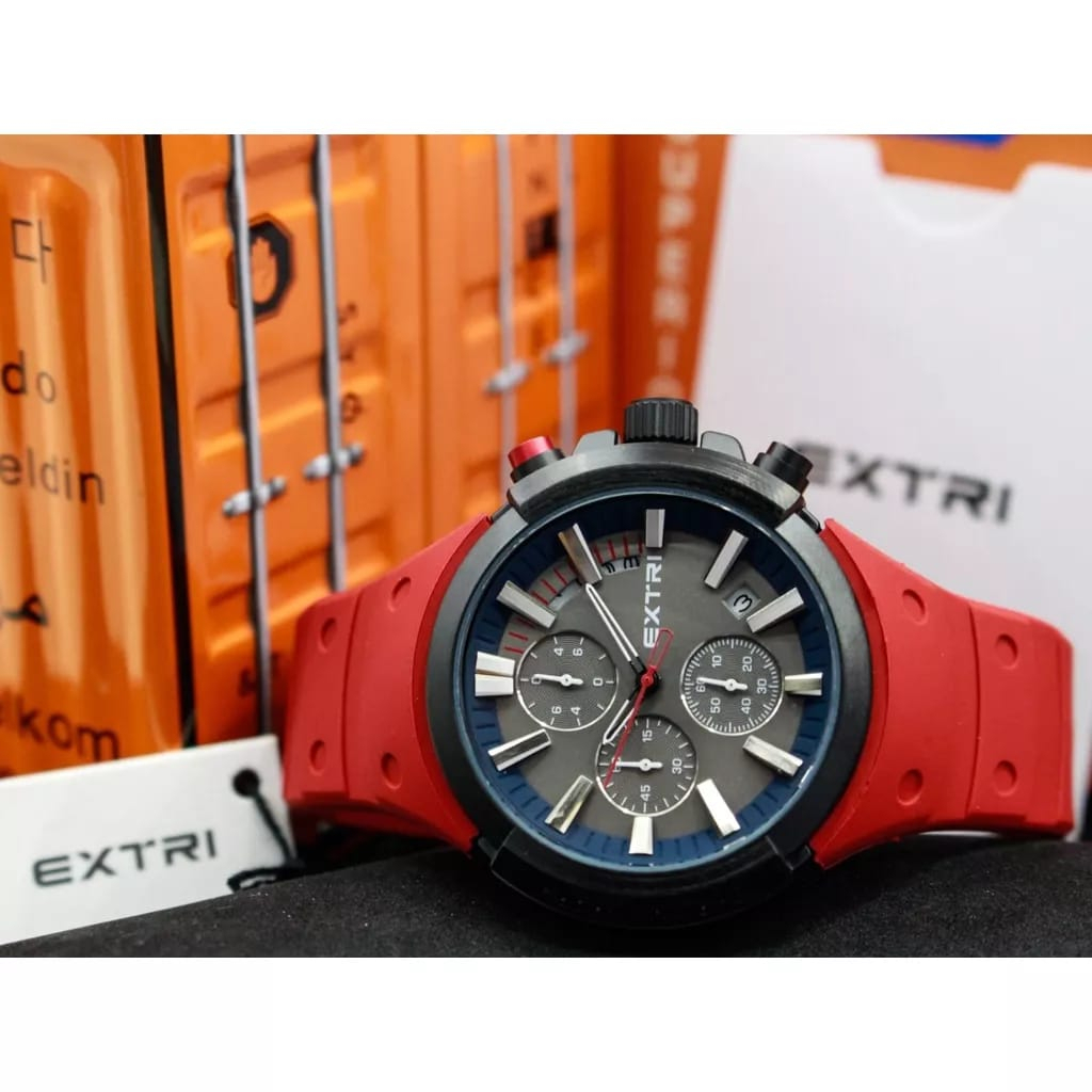 Jam Tangan EXTRI Original Rubber Strap Chronograph Water Resist