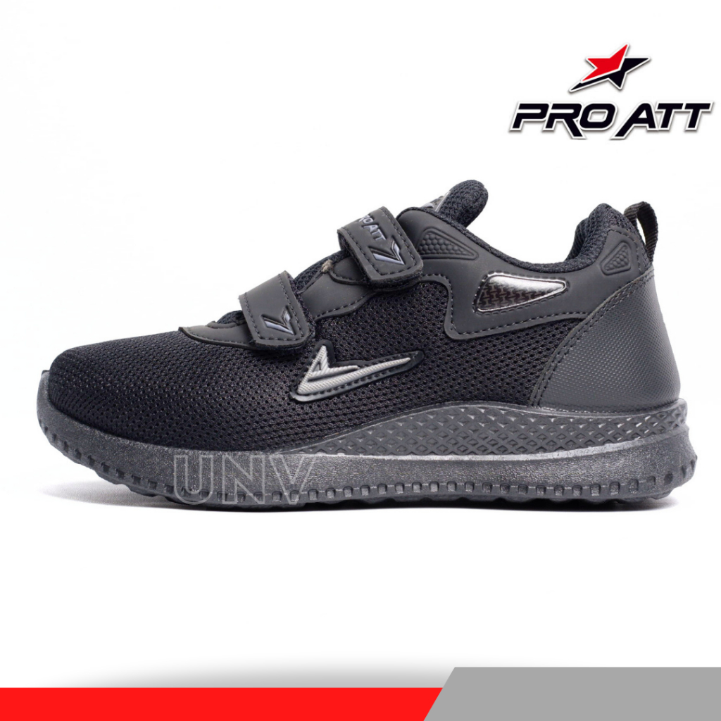 Sepatu Sekolah Pro ATT MR 851 Perekat Tali Hitam Putih Hitam Full Casual Sneakers Anak Perempuan Laki SD SMP