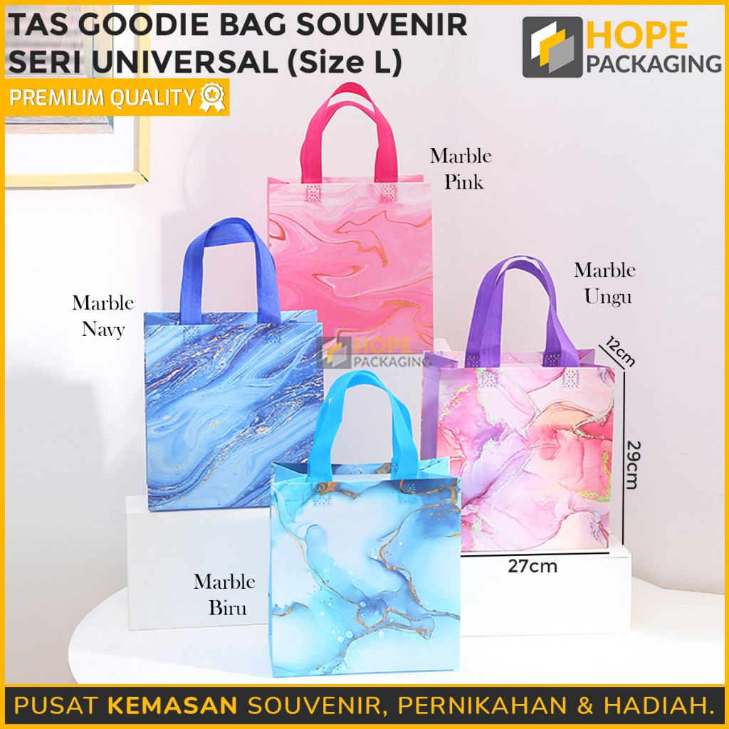 Tas Goodie Bag Souvenir L 29x 27x12 cm / goodiebag Serbaguna / Souvenir / Ultah bag / Ulang tahun motif Marble