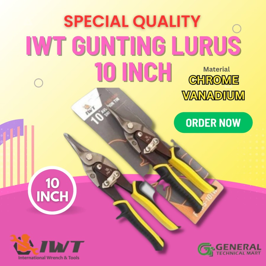 IWT gunting baja ringan lurus - Aviation Snips Hollow Seng Japan