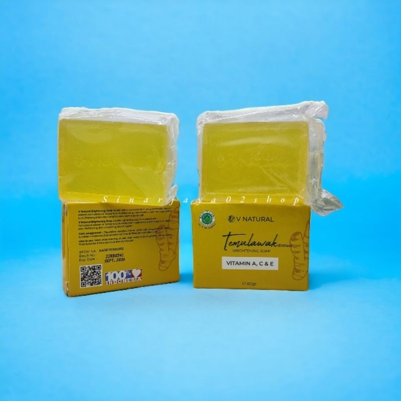 Sabun Temulawak V Natural Batang Brightening Soap Bpom 80gr