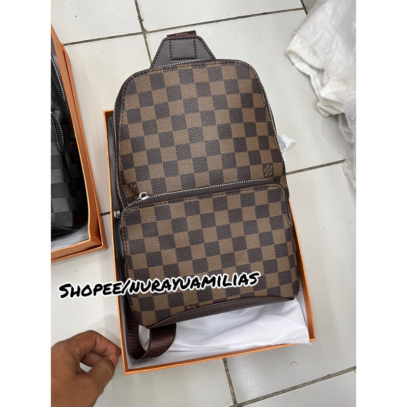 tas selempang pria LV avenue free box import tas slempang pria LV body bag pria lv