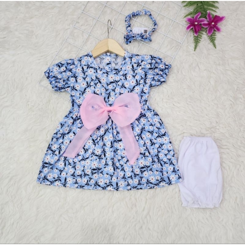 Baju bayi perempuan Set Dress pita *cantik* baby girl