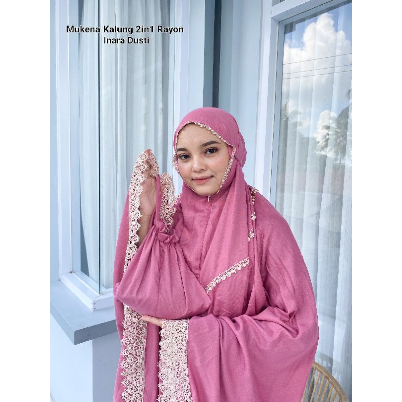 Mukena Rayon Jumbo Kalung 2in1 Polos Inara