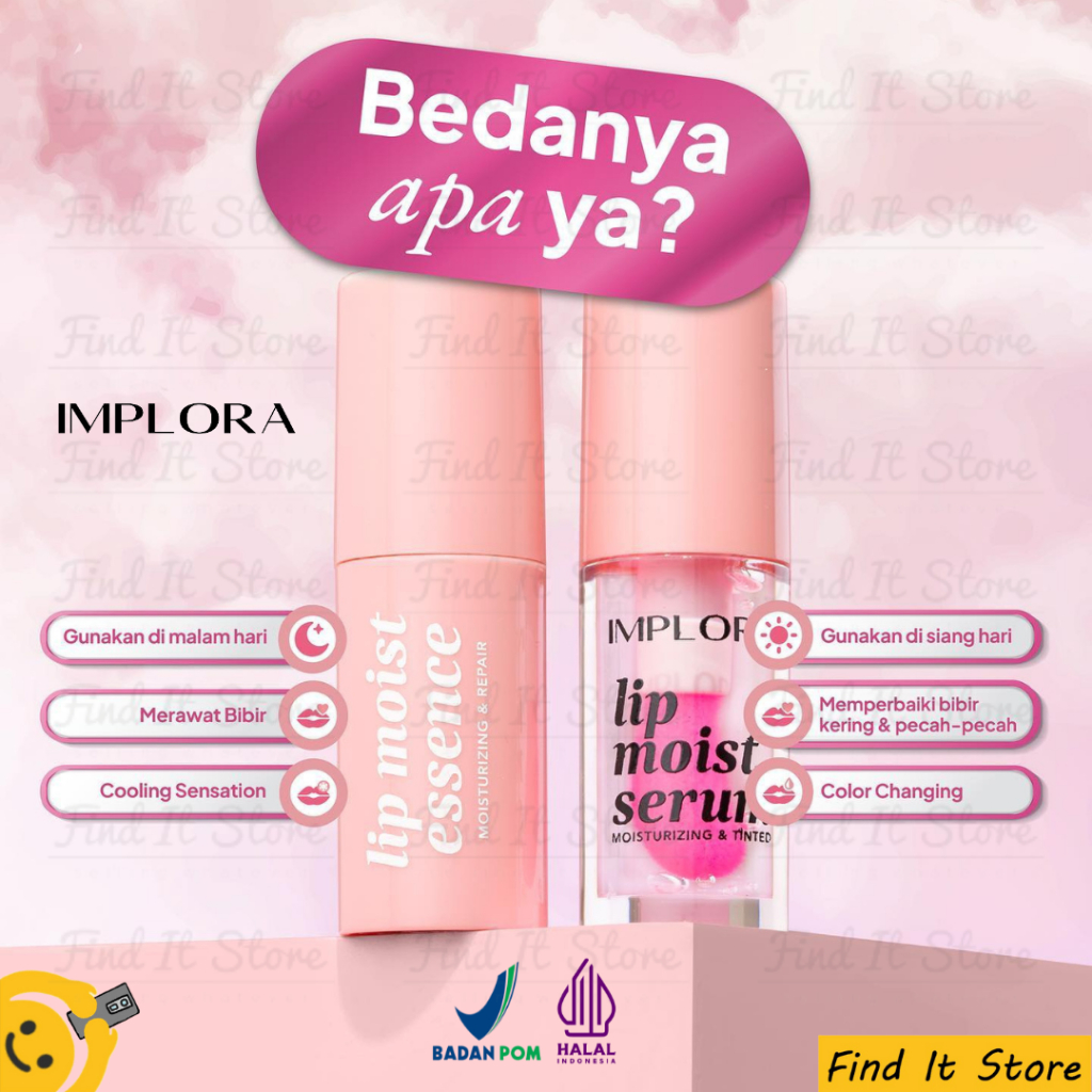 Implora Lip Moist Series | Essence | Serum | Lip Oil | Perawatan Bibir | Pencerah Bibir BPOM