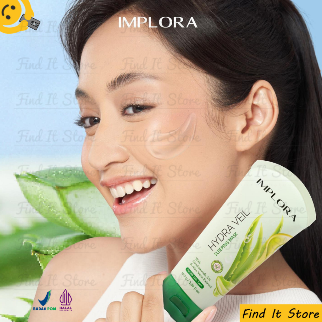 Implora Hydra Veil Sleeping Mask With Niacinamide 5% &amp; Aloe Vera Extract 100g | Aloevera Gel ORIGINAL BPOM HALAL