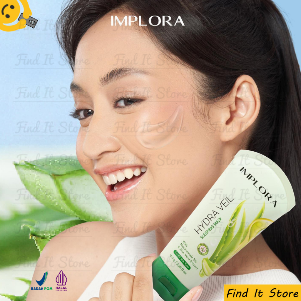Implora Hydra Veil Sleeping Mask With Niacinamide 5% &amp; Aloe Vera Extract 100g | Aloevera Gel BPOM HALAL