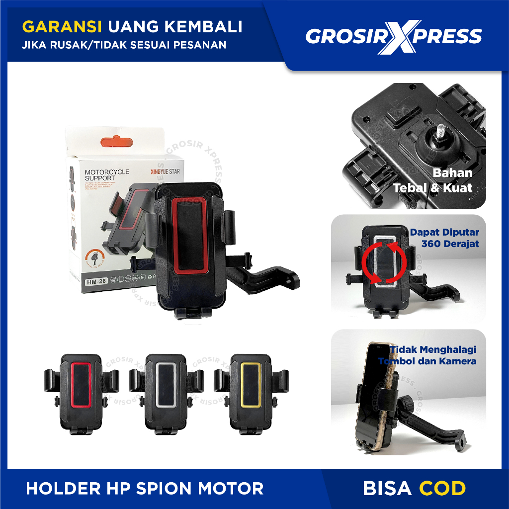 Holder Hp Motor Spion Dudukan Penahan Penyangga Handphone Phone Stand Tempat Penjepit Hape Universal Di Sepion Aman NB26 | GROSIRXPRESS